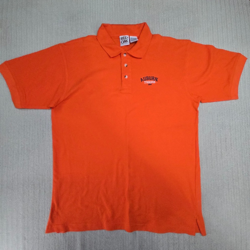Auburn Tigers Shirt Polo Mens XL Orange Embroidered SEC Football Red Oak